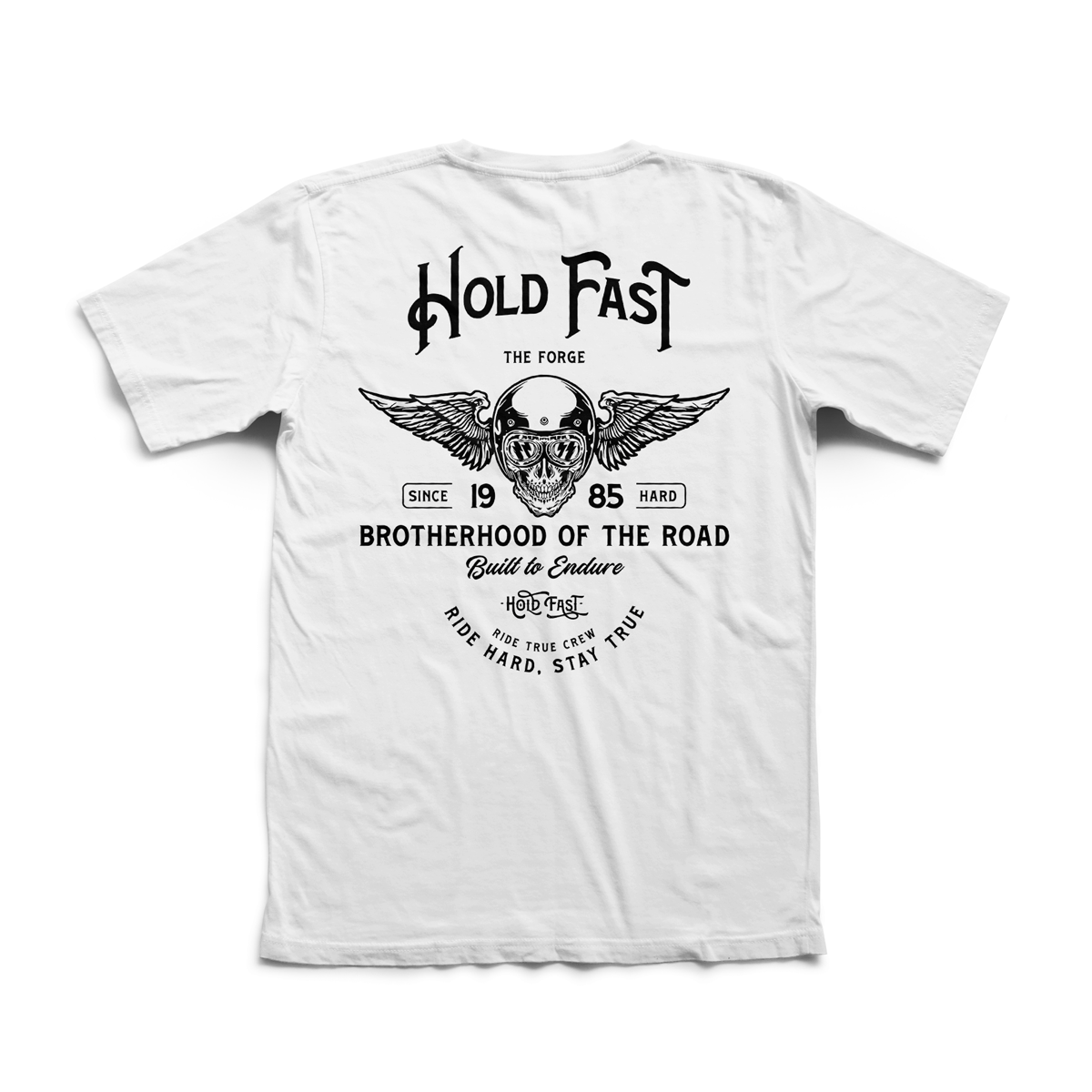 Playera The Forge hombre algodón blanco diseño Hold Fast
