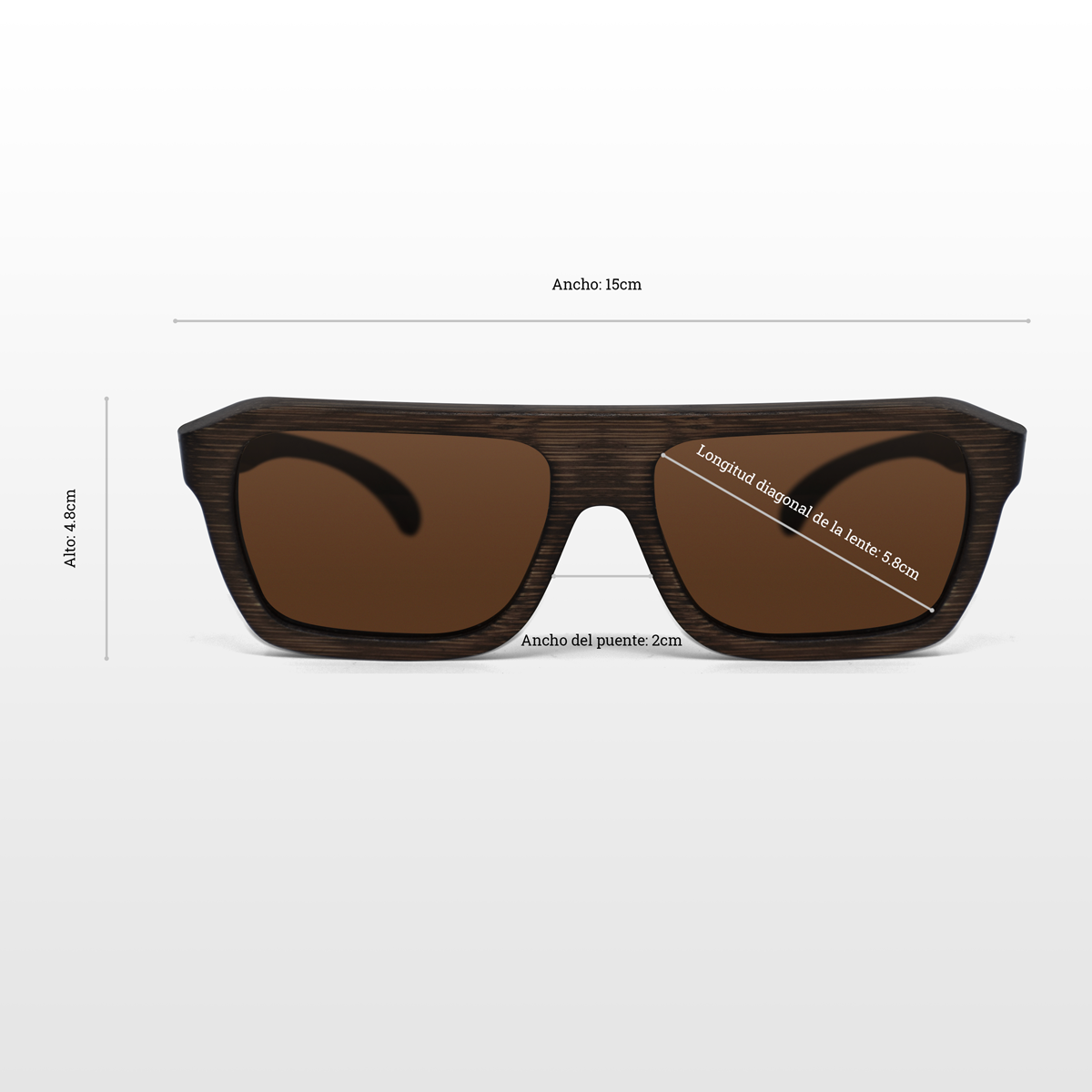 Lentes solares de bamboo color café con lentes polarizados color ambar. Actitud Relajada. Lo tuyo son los lugares con vista al mar, te encanta vivir nuevas experiencias solo o acompañado. Lentes Solares de Bambú Navegante.