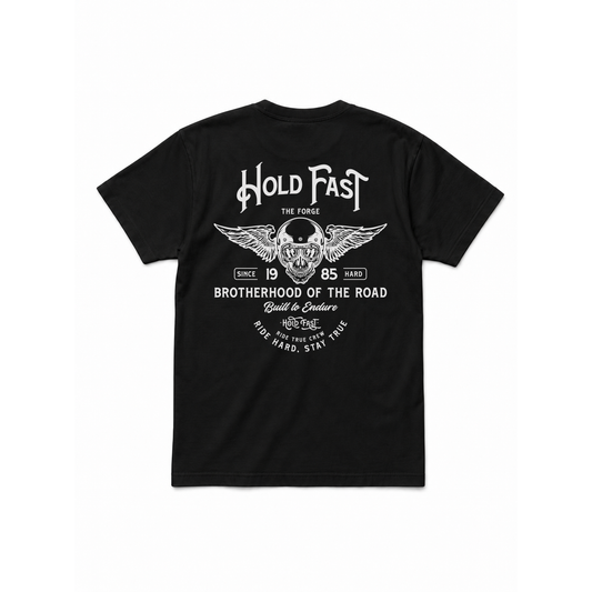 DROP 01 · HOLD FAST THE FORGE — PLAYERA HOMBRE