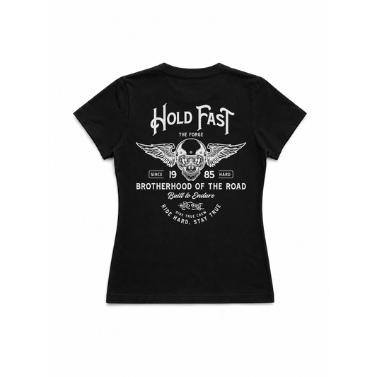 DROP 01 · HOLD FAST THE FORGE — PLAYERA MUJER
