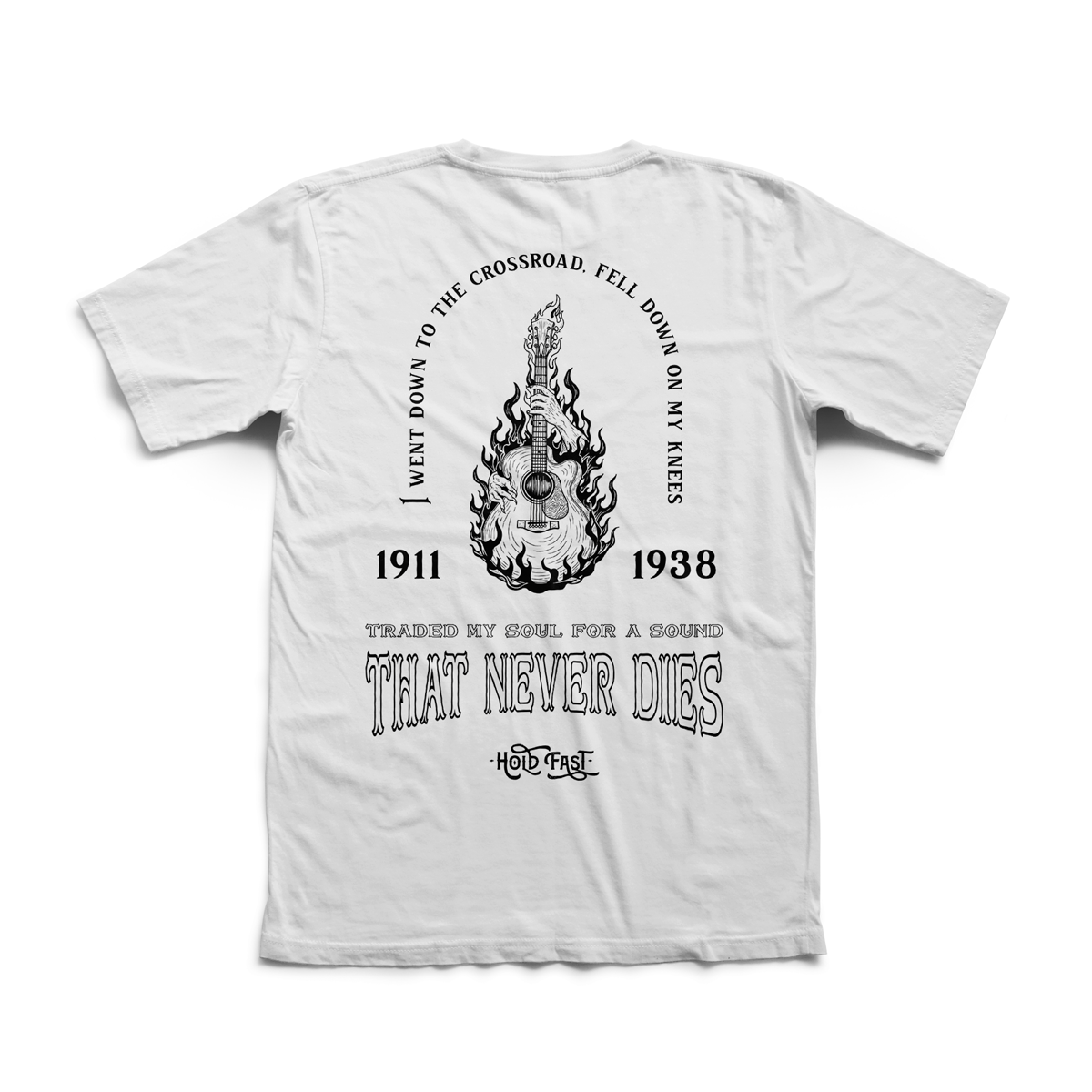 Playera Never Dies hombre algodón blanco diseño Hold Fast