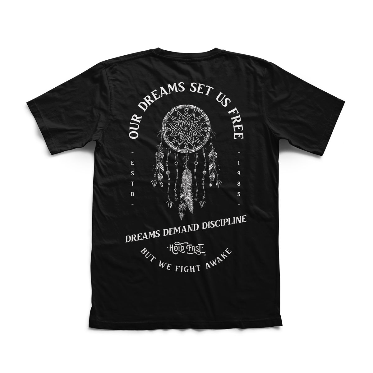 Playera Dreamcatcher hombre algodón negro diseño Hold Fast