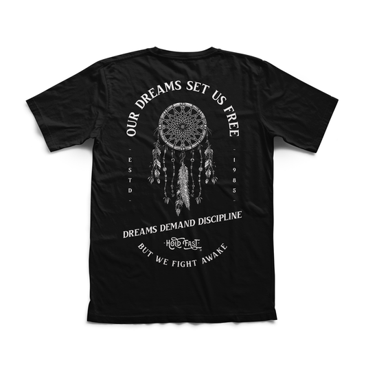 Playera Dreamcatcher hombre algodón negro diseño Hold Fast