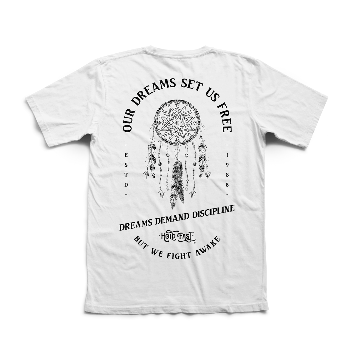 Playera Dreamcatcher hombre algodón blanco diseño Hold Fast