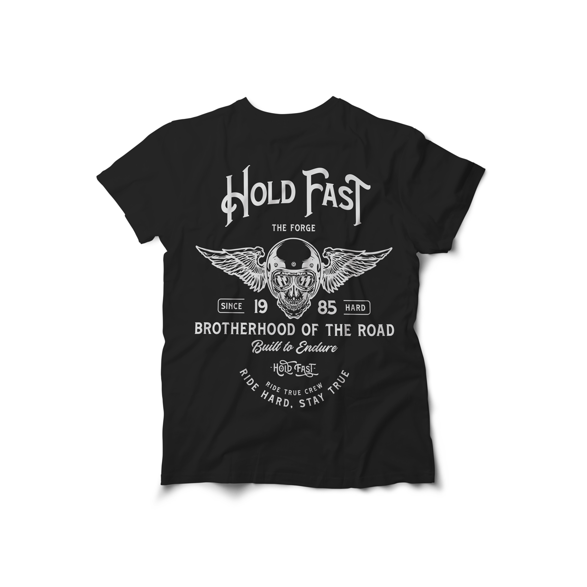 Playera The Forge mujer algodón negro diseño Hold Fast