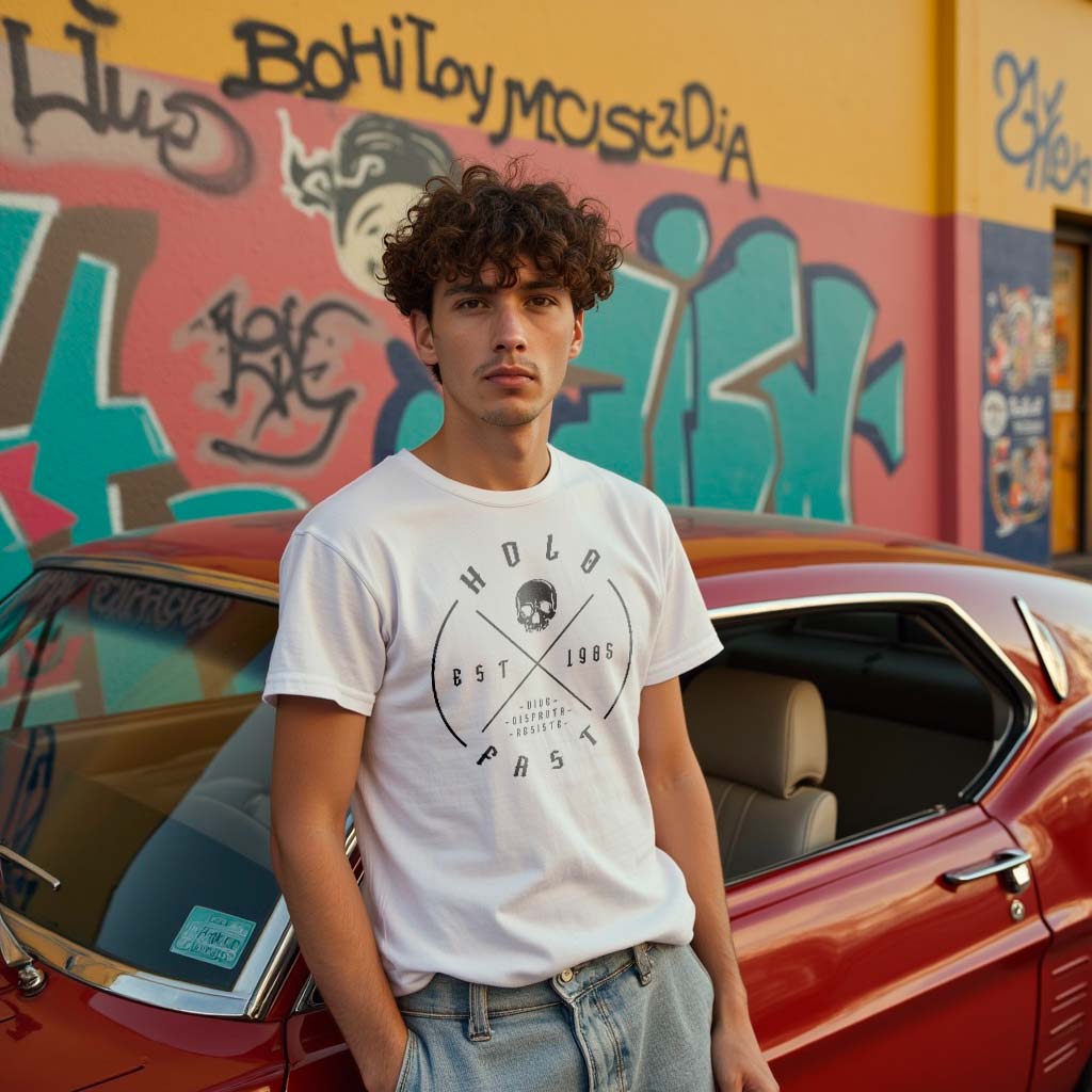 PLAYERA MANGA CORTA "HOLD FAST EST 1985" HOMBRE