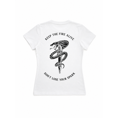 DROP 02 · DON'T LOSE YOUR SPARK — PLAYERA MUJER