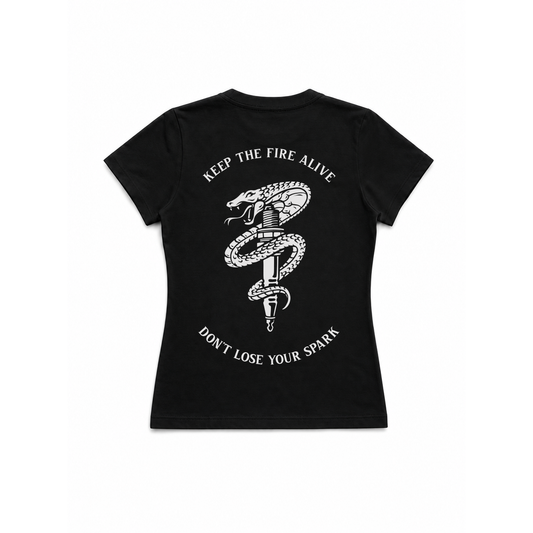 DROP 02 · DON'T LOSE YOUR SPARK — PLAYERA MUJER