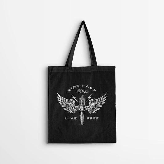 TOTE BAG "RIDE FAST LIVE FREE"