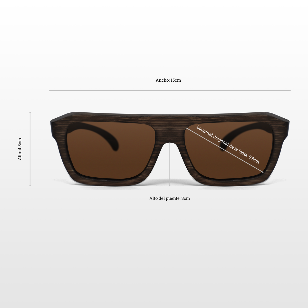 Lentes solares de bamboo color café con lentes polarizados color ambar. Actitud Relajada.  Lo tuyo son los lugares con vista al mar, te encanta vivir nuevas experiencias solo o acompañado. Lentes Solares de Bambú Navegante.